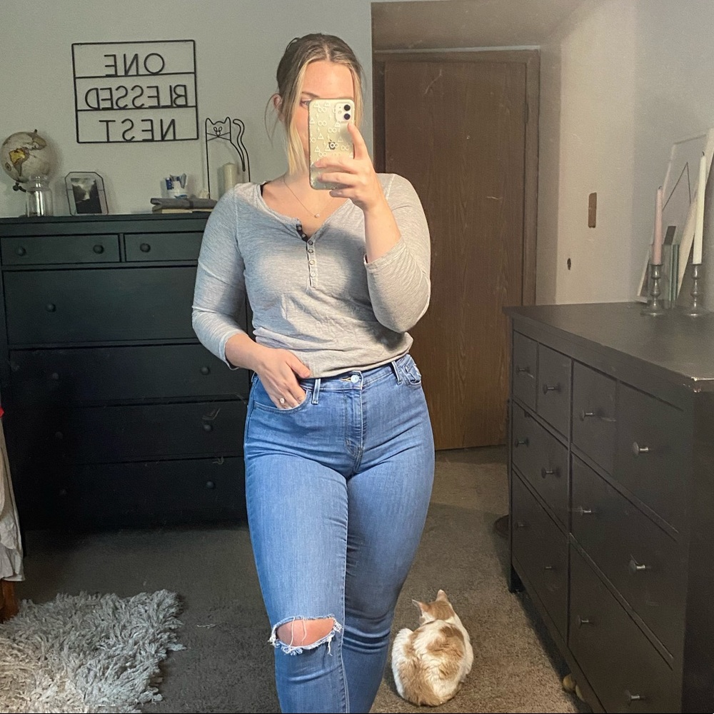 Long sleeve striped 3/4 length